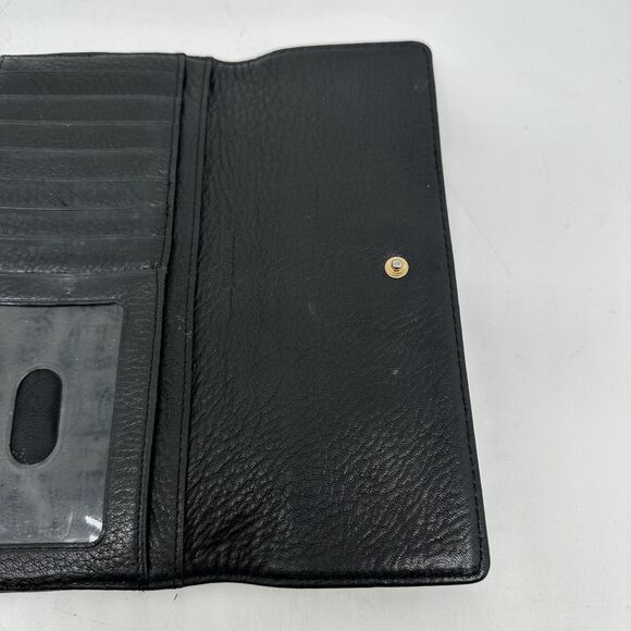 Michael Kors Wallet Womens Black Leather Snap Continental Zip Pocket Clutch - Picture 8 of 11